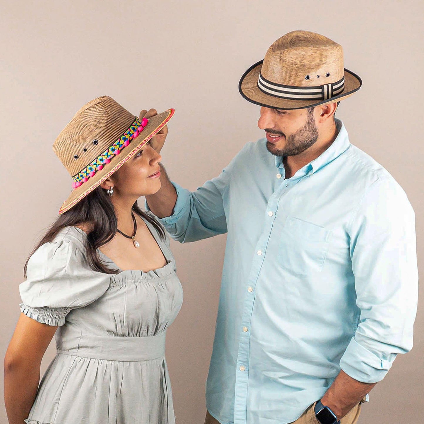 Straw Fedora Hat for Men - Panama Hat Short Brim M/L Sizes (22”–23 1/8”) Sun Hat UPF - Summer Vacation Essentials