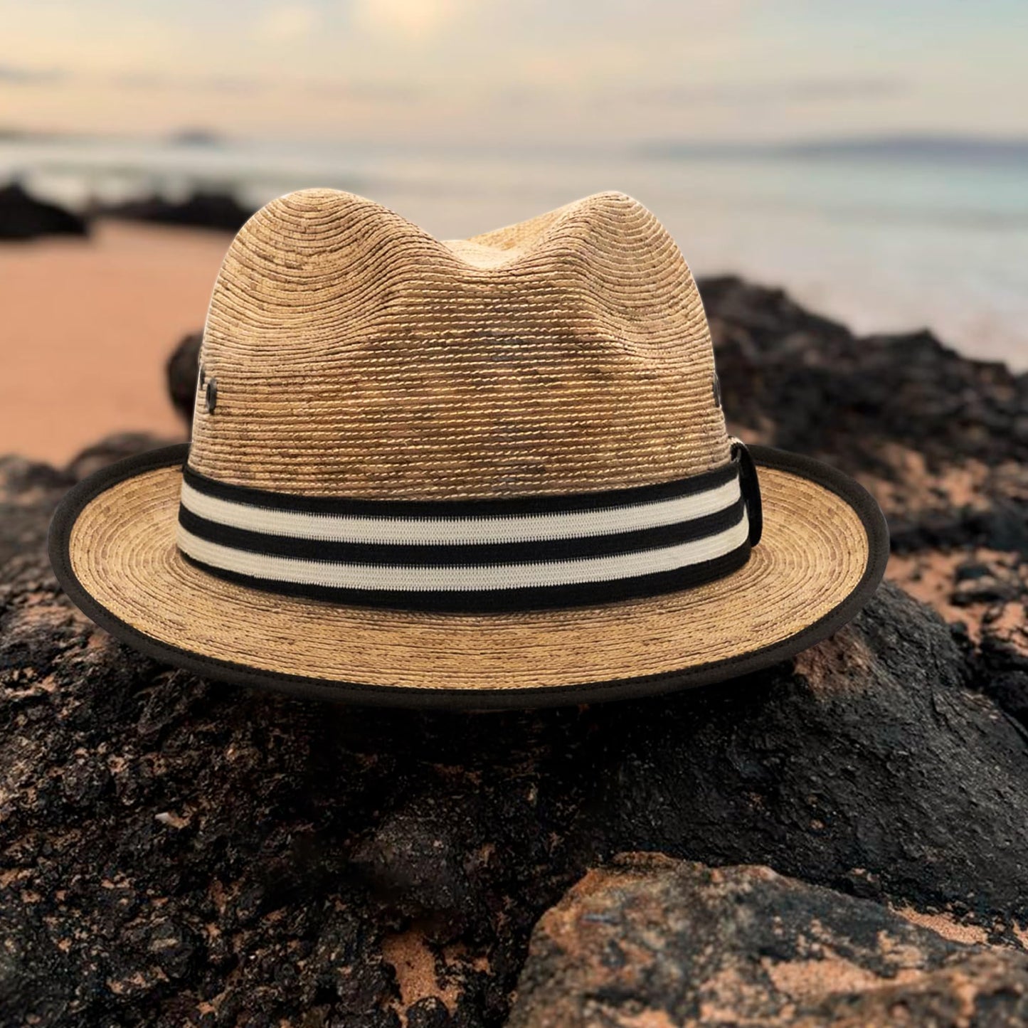 Straw Fedora Hat for Men - Panama Hat Short Brim M/L Sizes (22”–23 1/8”) Sun Hat UPF - Summer Vacation Essentials