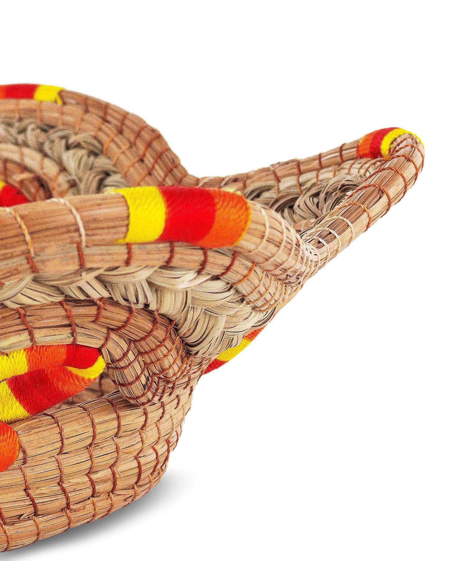 Fruit/Bread Basket, 12-inch Handmade Pine Needle Basket, Includes a Microwave-Safe Kitchen Towel | Made in Mexico (Purple)