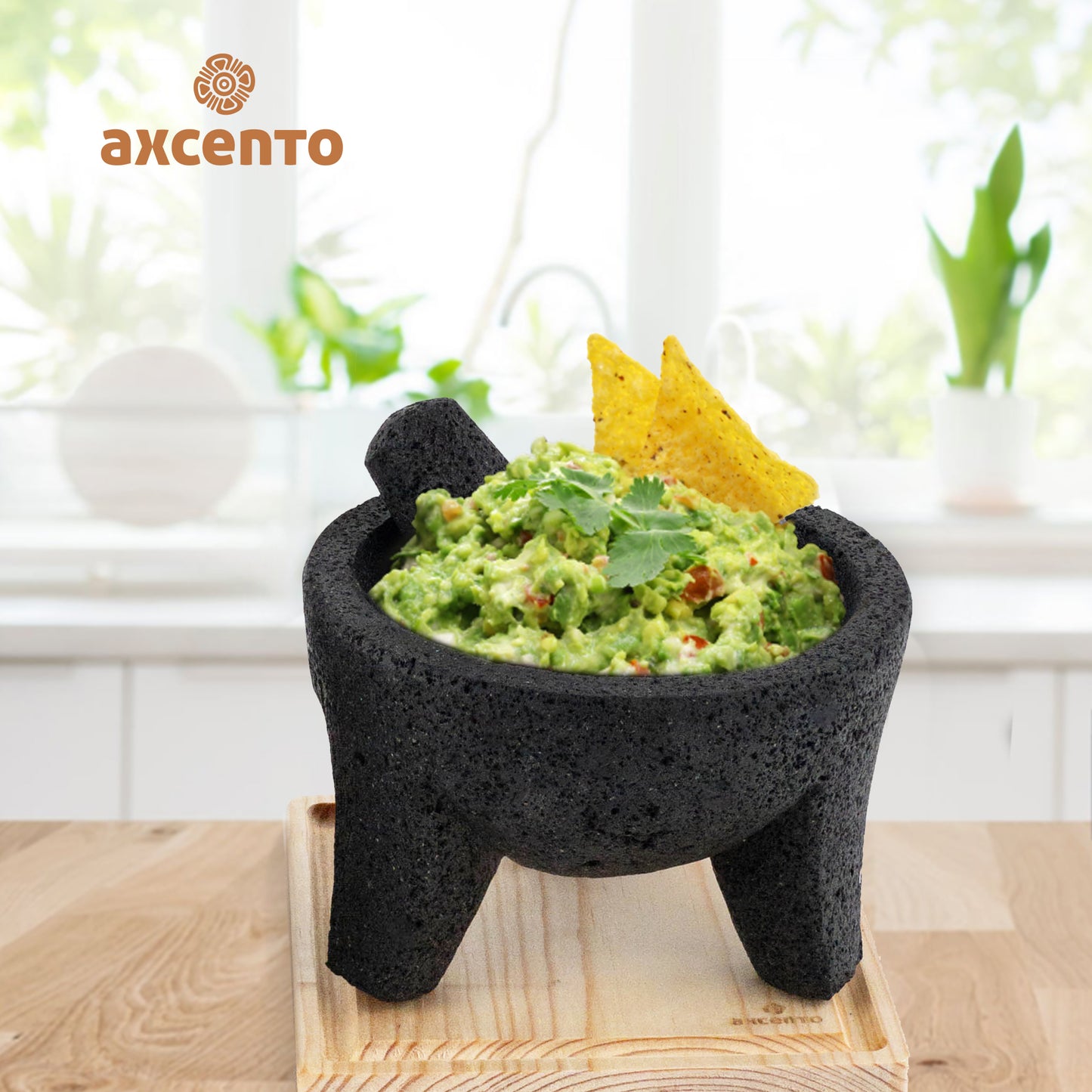 Kit Molcajete de Piedra Volcánica y Tabla para Picar - poro abierto, color negro
