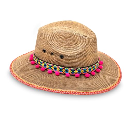 Straw Fedora Hat for Women - Wide Brim Sun Sat M/L Sizes (22”–23 1/8”) UPF Summer Vacation Essentials, Handmade.