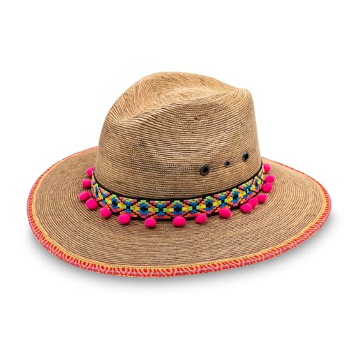 Straw Fedora Hat for Women - Wide Brim Sun Sat M/L Sizes (22”–23 1/8”) UPF Summer Vacation Essentials, Handmade.
