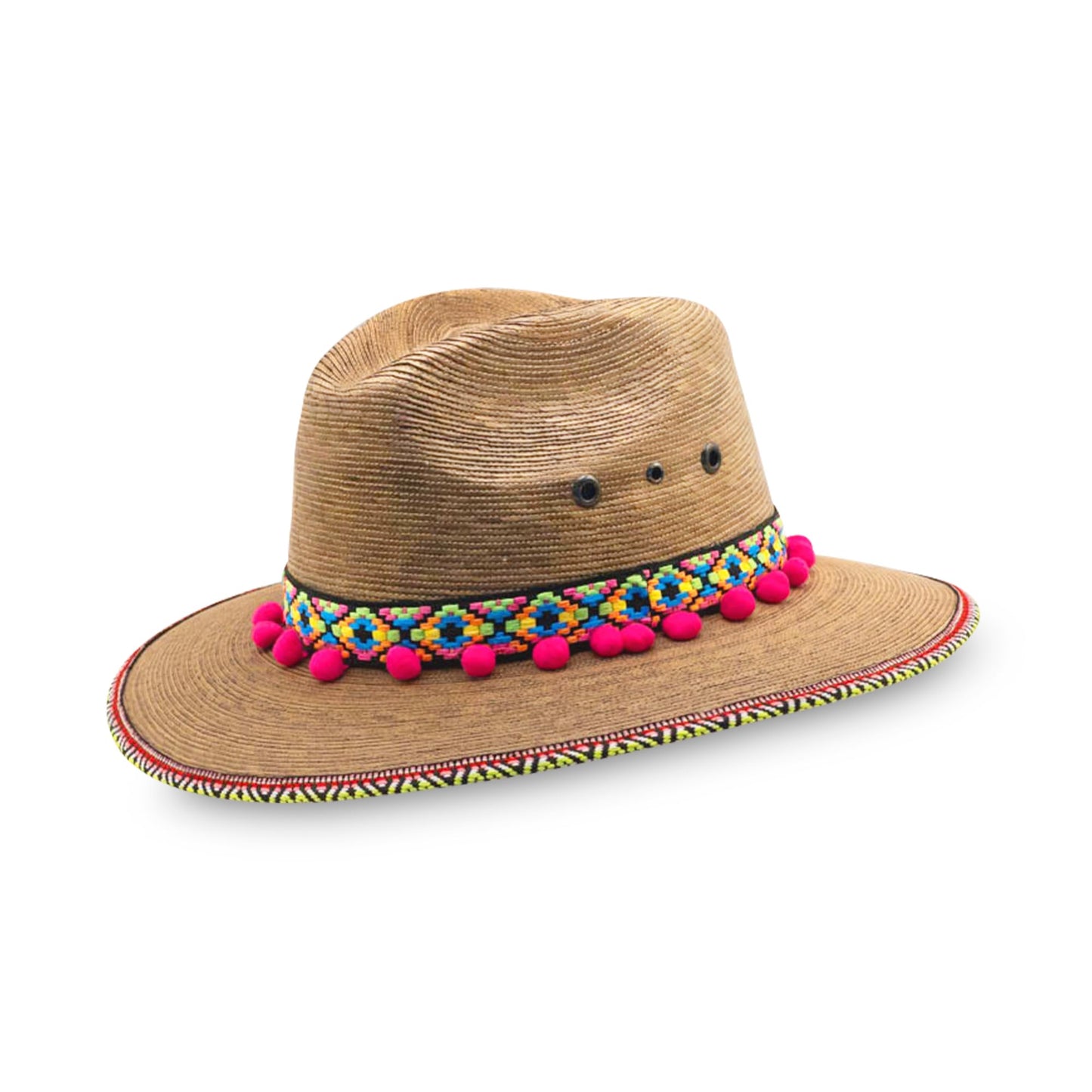 Straw Fedora Hat for Women - Wide Brim Sun Sat M/L Sizes (22”–23 1/8”) UPF Summer Vacation Essentials, Handmade.