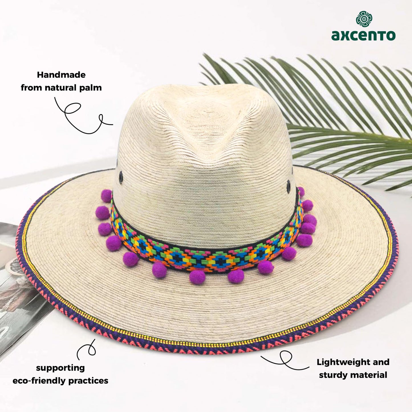 Straw Fedora Hat for Women - Wide Brim Sun Sat M/L Sizes (22”–23 1/8”) UPF Summer Vacation Essentials, Handmade.