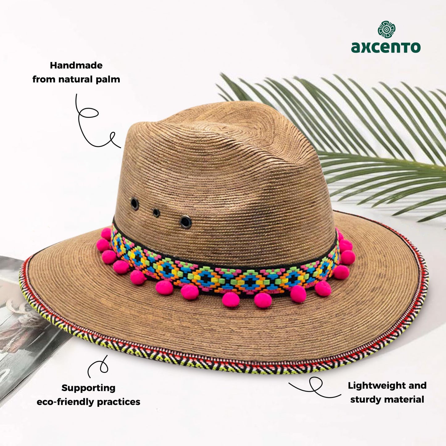 Straw Fedora Hat for Women - Wide Brim Sun Sat M/L Sizes (22”–23 1/8”) UPF Summer Vacation Essentials, Handmade.