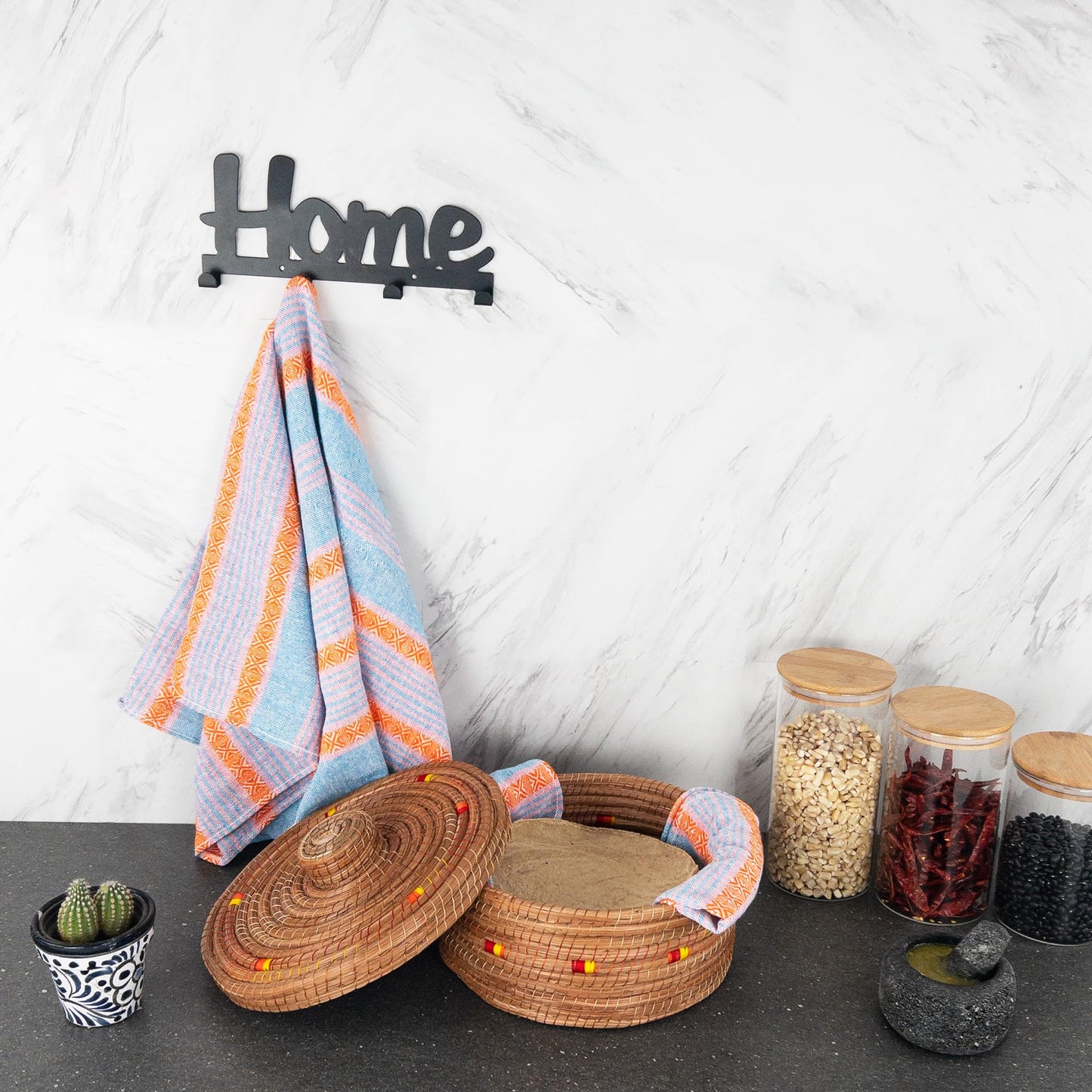 Ocoxal pine fiber tortilla holder with kitchen towel napkin included 