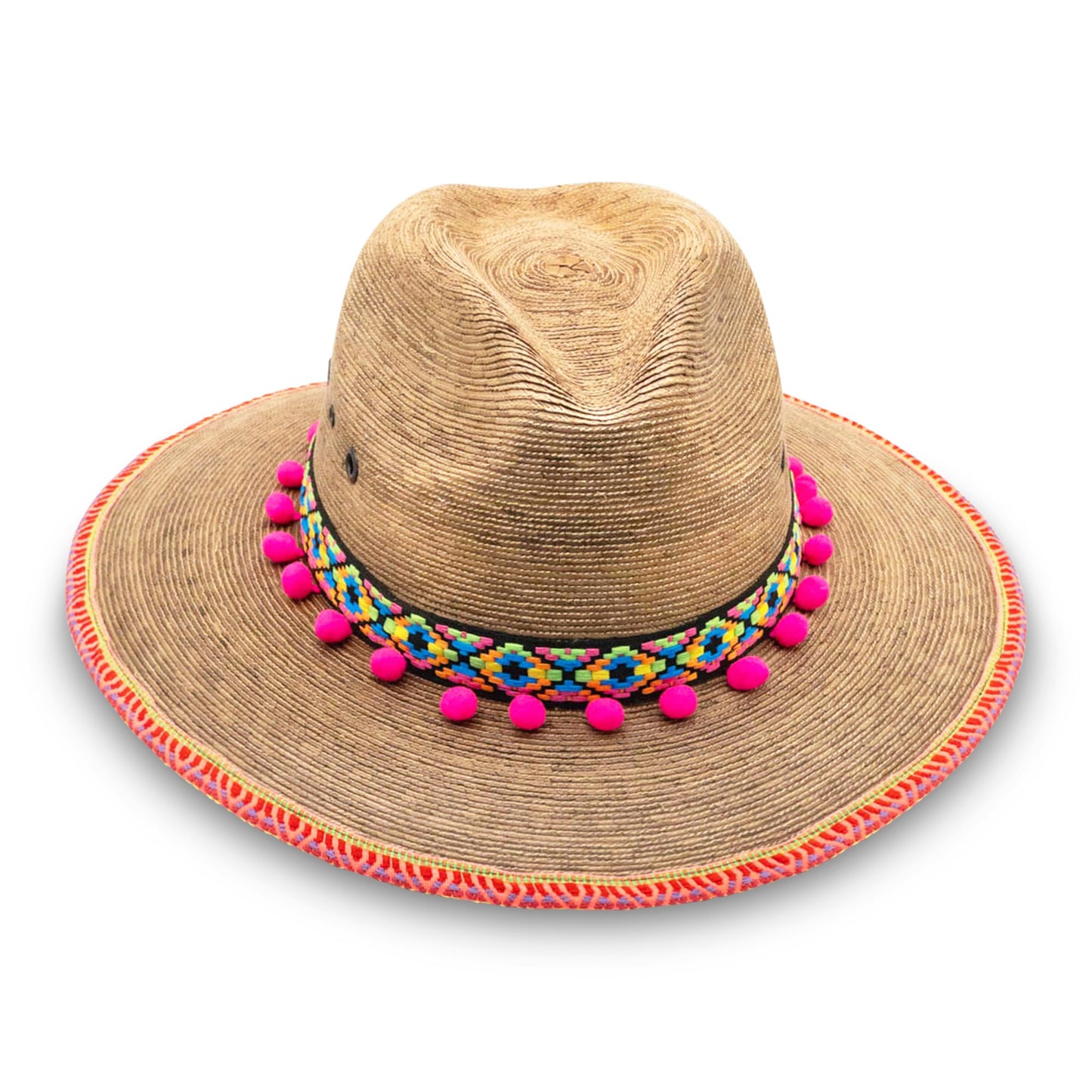 Straw Fedora Hat for Women - Wide Brim Sun Sat M/L Sizes (22”–23 1/8”) UPF Summer Vacation Essentials, Handmade.