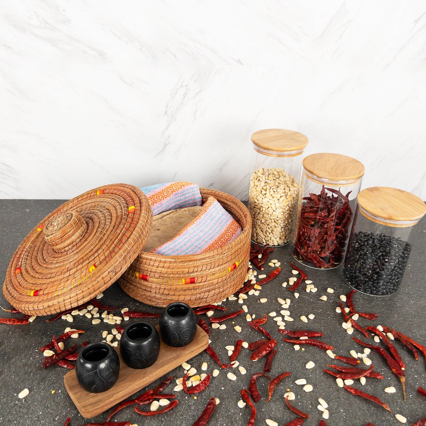 Ocoxal pine fiber tortilla holder with kitchen towel napkin included 