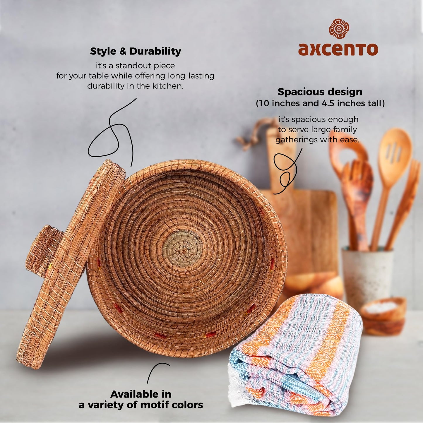 Ocoxal pine fiber tortilla holder with kitchen towel napkin included 