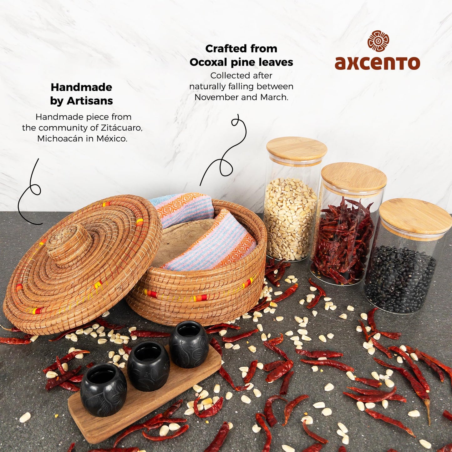 Ocoxal pine fiber tortilla holder with kitchen towel napkin included 